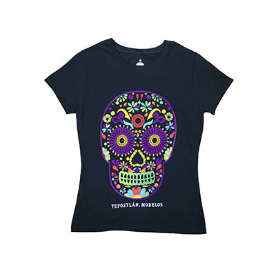 Playera Conejo Calavera Flores Flock